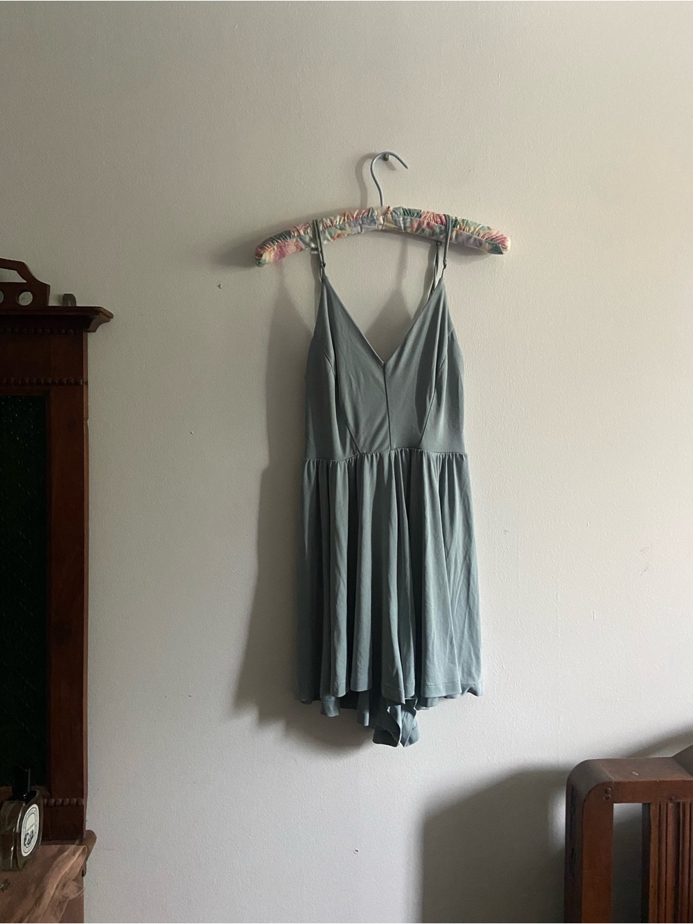 silence + noise 2010s muted blue shorts Romper onesie